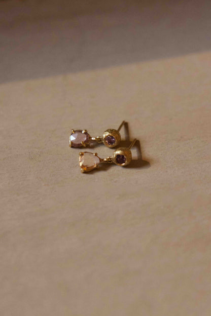 Royal Purple & Pink Sapphire Stud