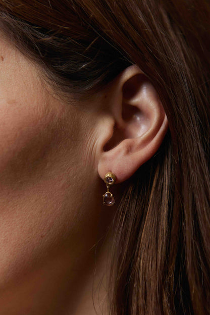 Royal Purple & Pink Sapphire Stud
